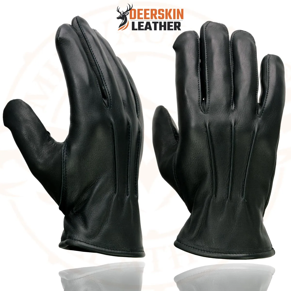 Milwaukee Leather SH865 Men's Black Thermal Lined Deerskin Motorcycle Hand Gloves W/ Sinch Wrist Closure