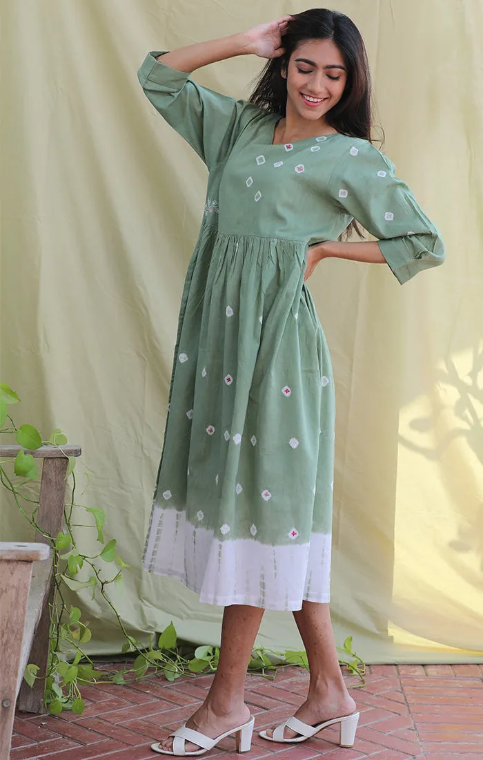 Mint Green Tunic Dress - Bandej with white culottes