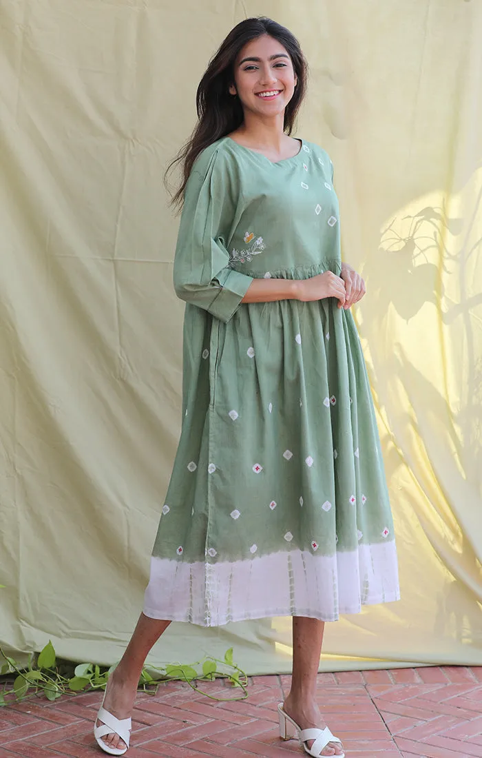 Mint Green Tunic Dress - Bandej with white culottes