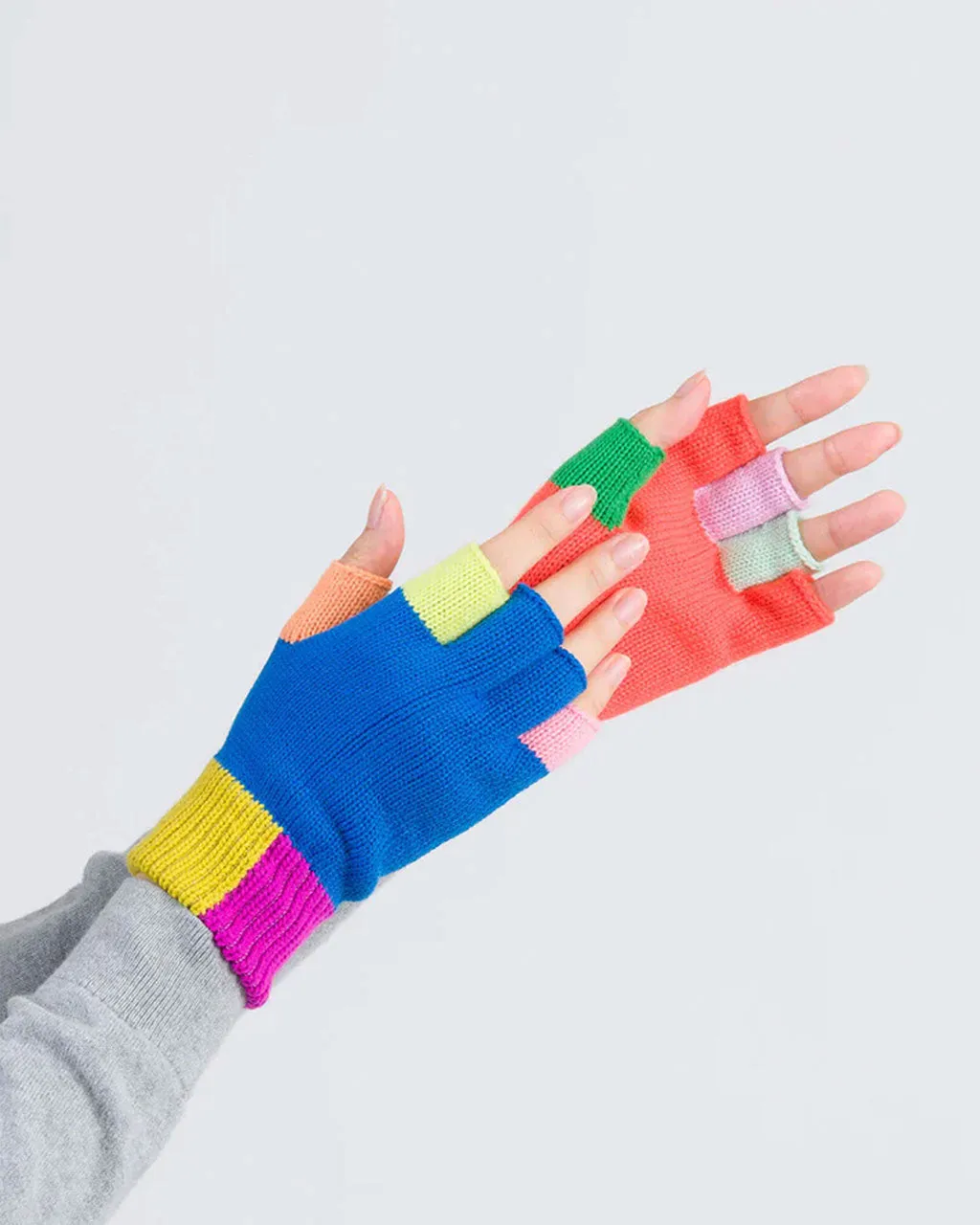 Mismatch Fingerless Gloves - Multi Rainbow