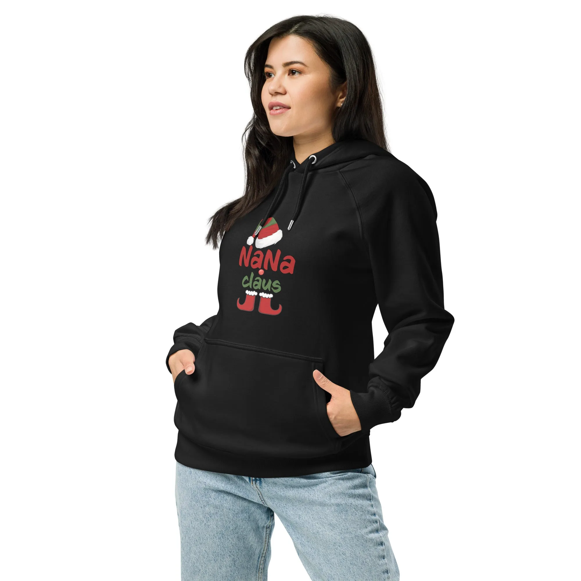 Nana Claus Graphics Women Eco Raglan Hoodie