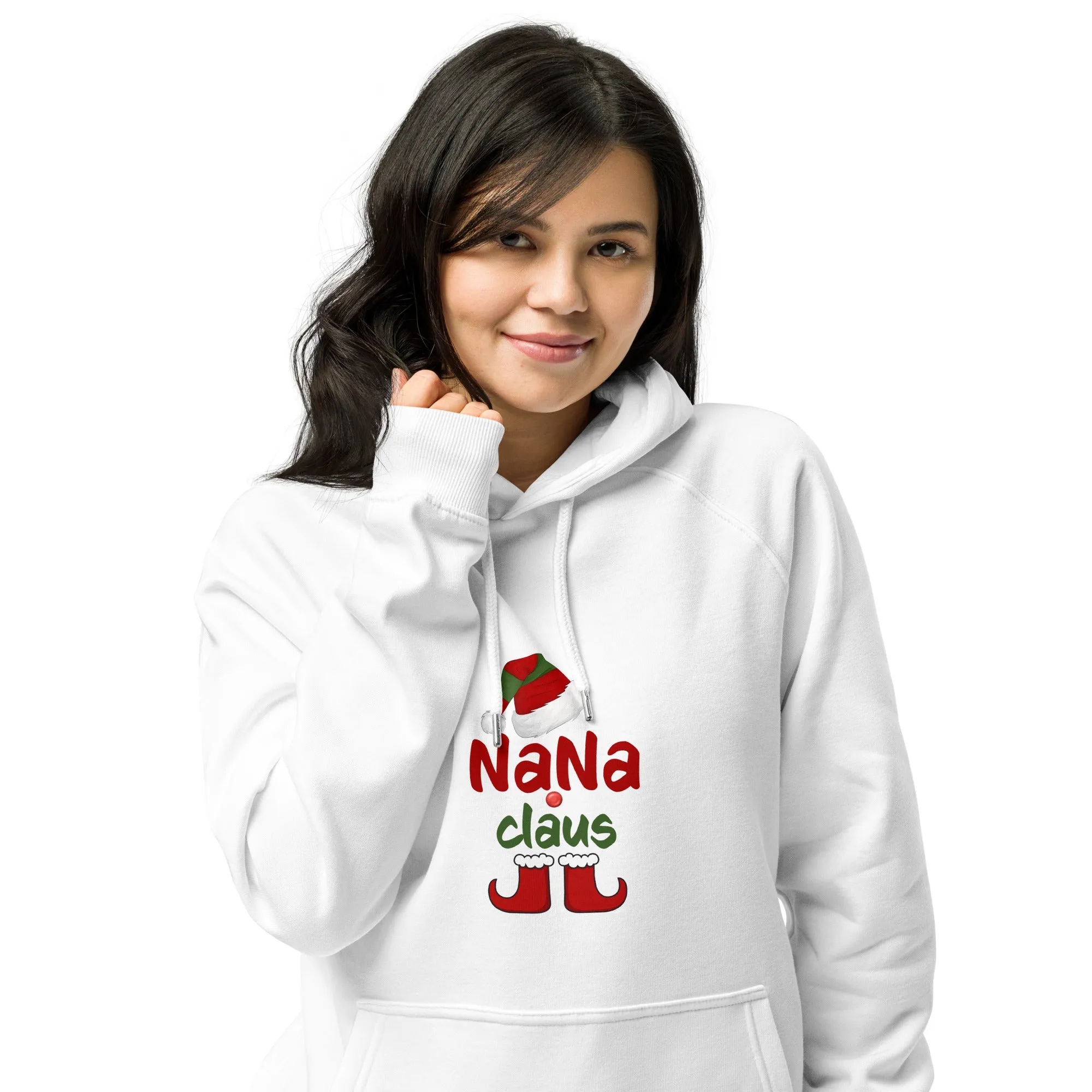 Nana Claus Graphics Women Eco Raglan Hoodie