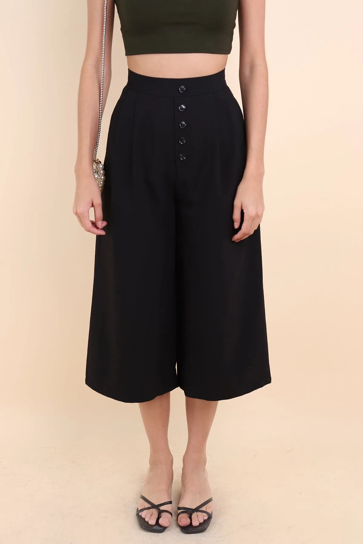 NELLIE BUTTON UP CULOTTES IN BLACK