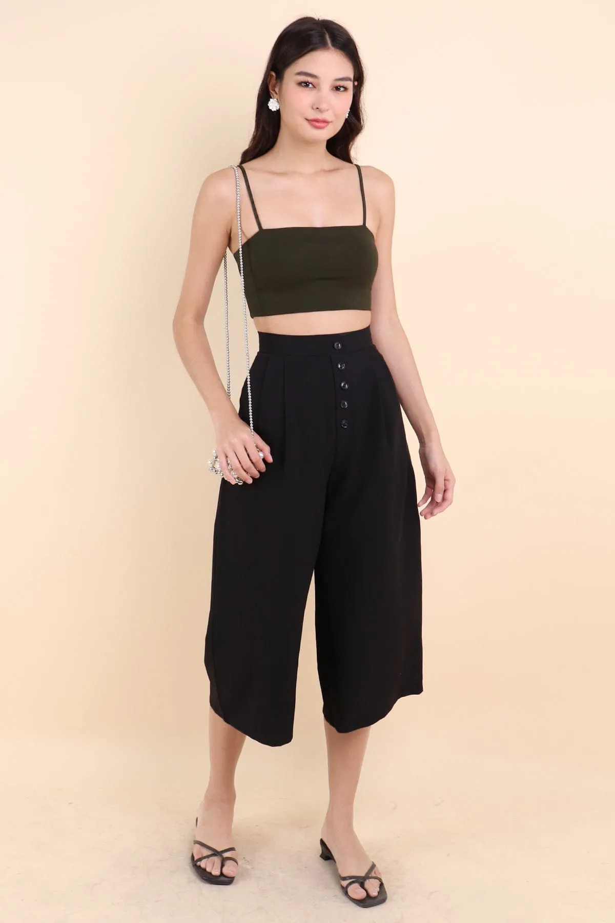 NELLIE BUTTON UP CULOTTES IN BLACK