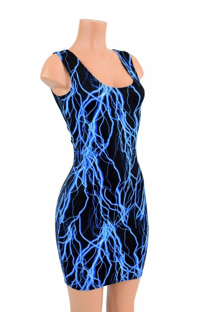 Neon Blue Lightning Tank Dress