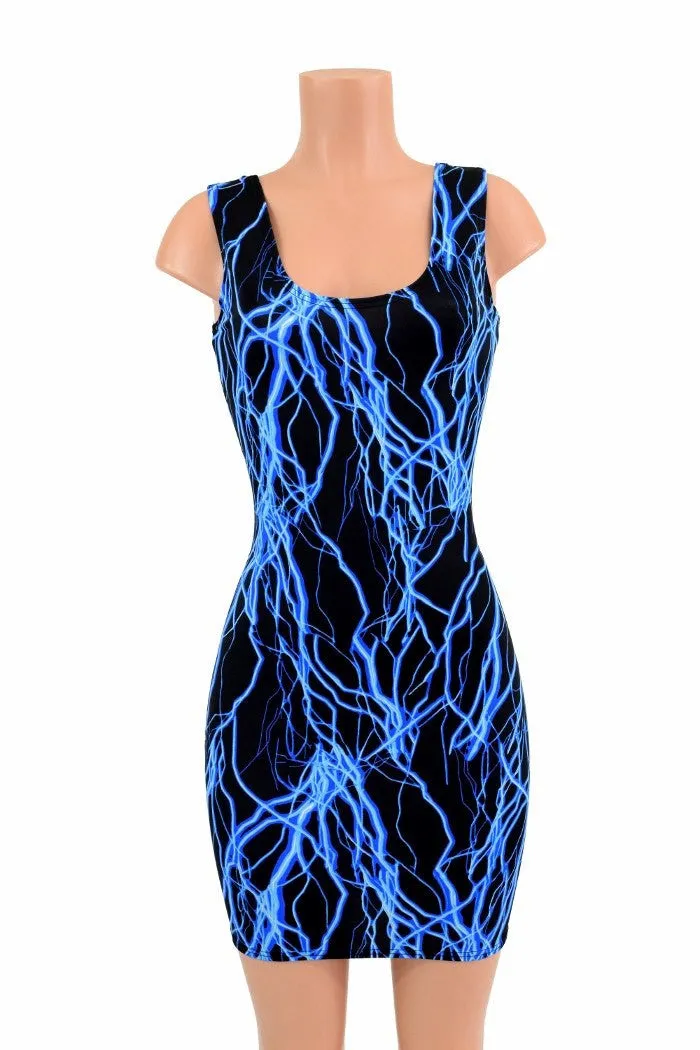 Neon Blue Lightning Tank Dress