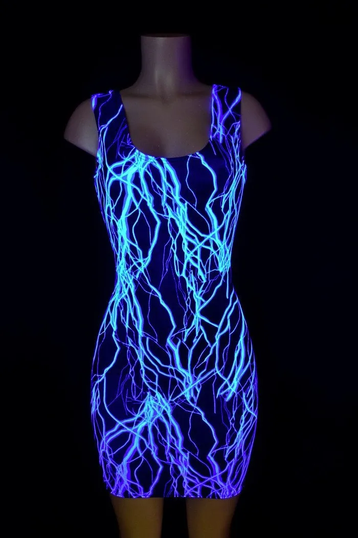 Neon Blue Lightning Tank Dress