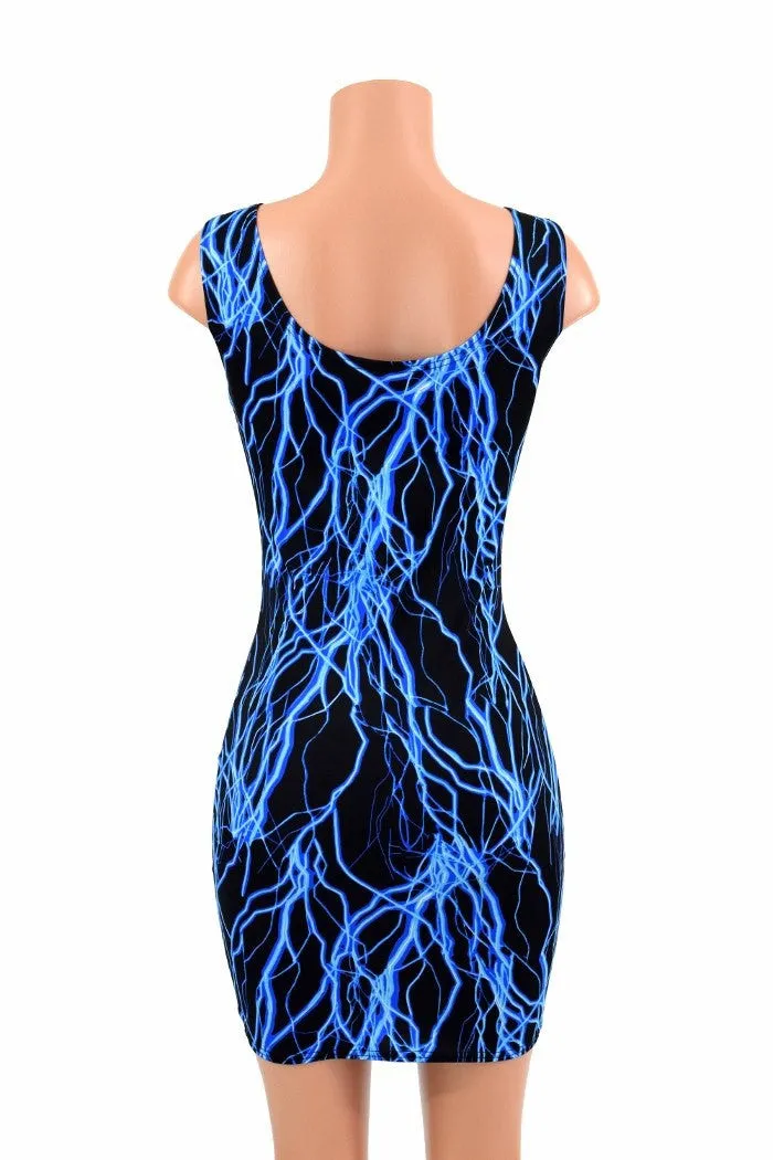 Neon Blue Lightning Tank Dress