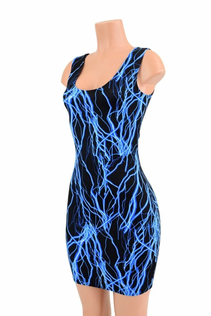 Neon Blue Lightning Tank Dress