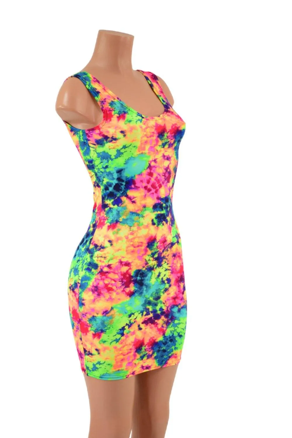 Neon Glow Acid Splash Tank Dress