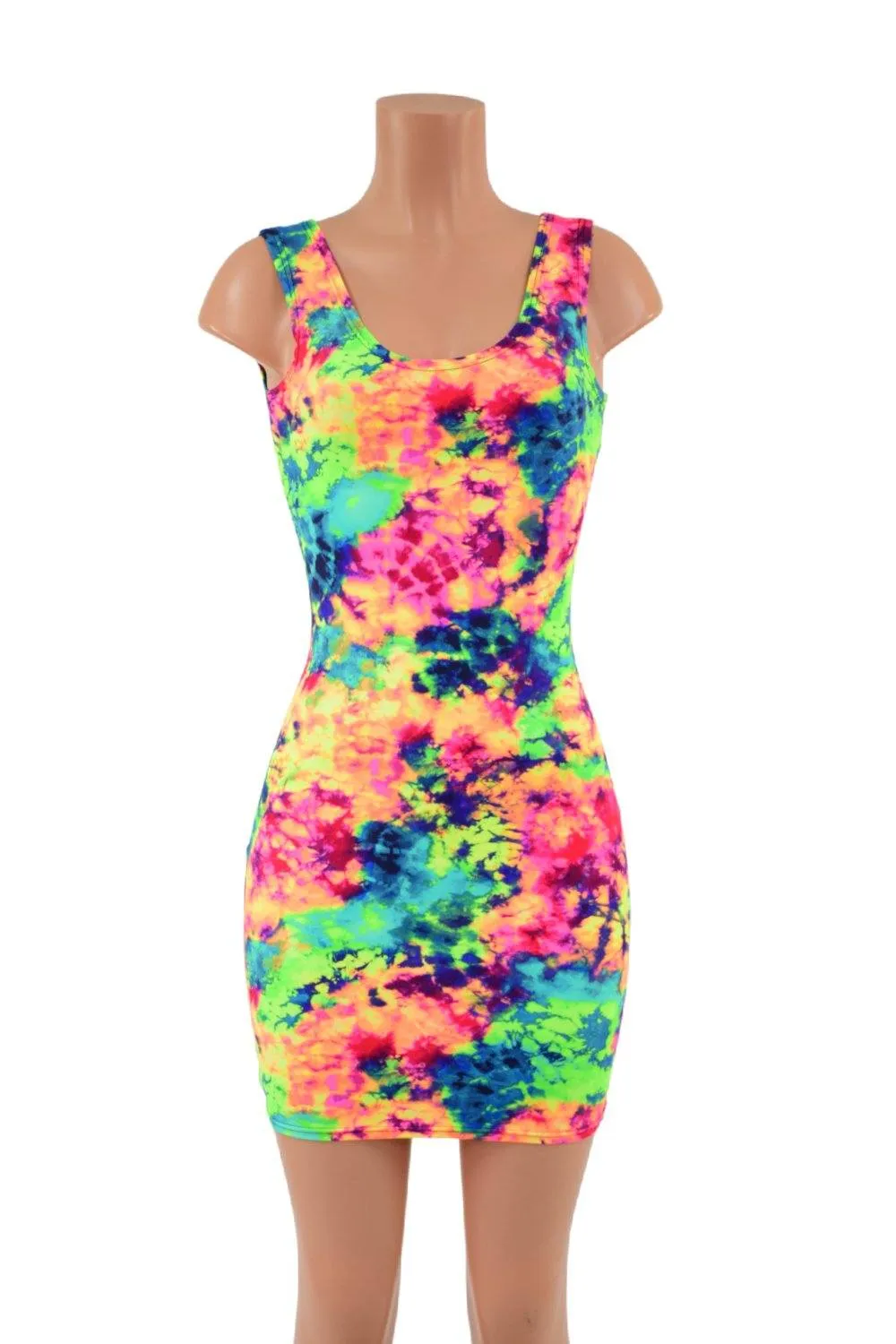 Neon Glow Acid Splash Tank Dress