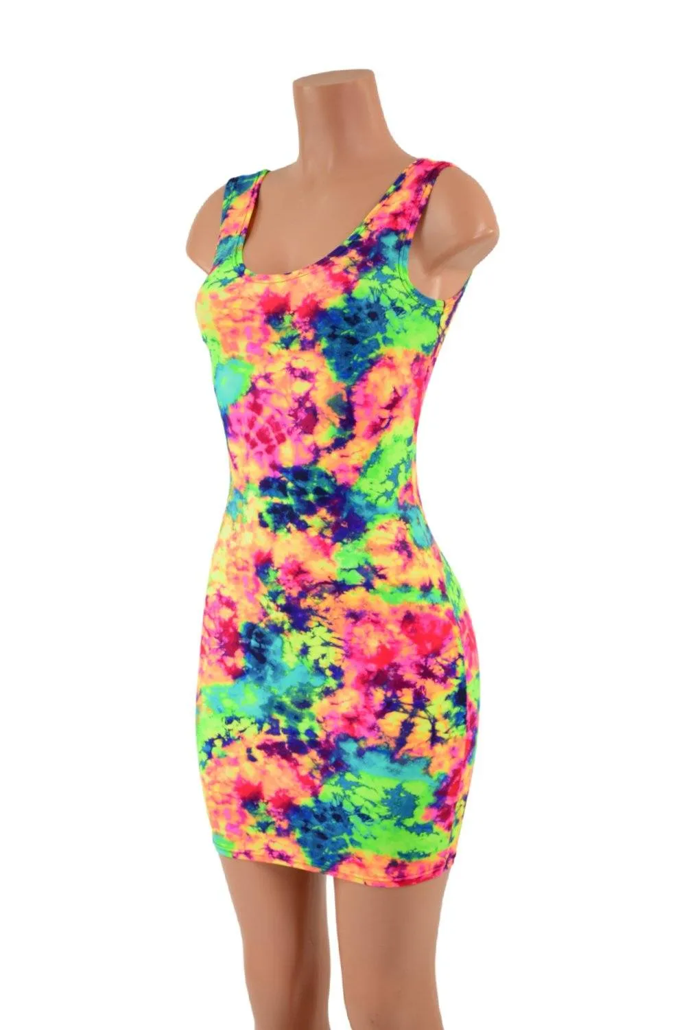 Neon Glow Acid Splash Tank Dress