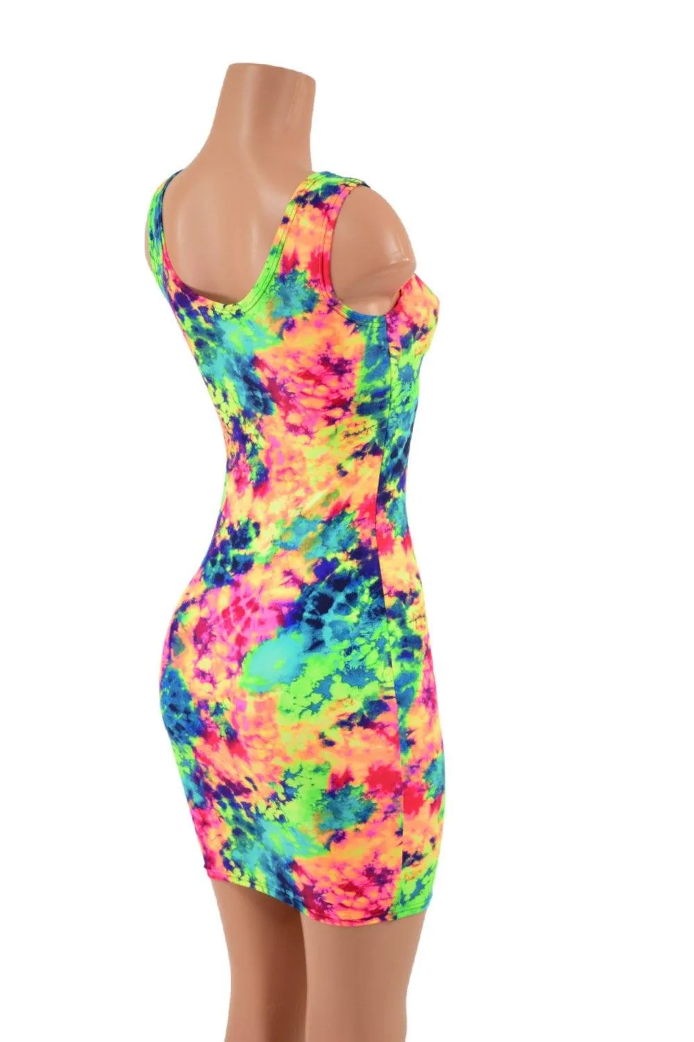 Neon Glow Acid Splash Tank Dress