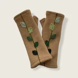 NEW! Cashmere Fingerless Gloves with Green Gradient Leaves by Sardine