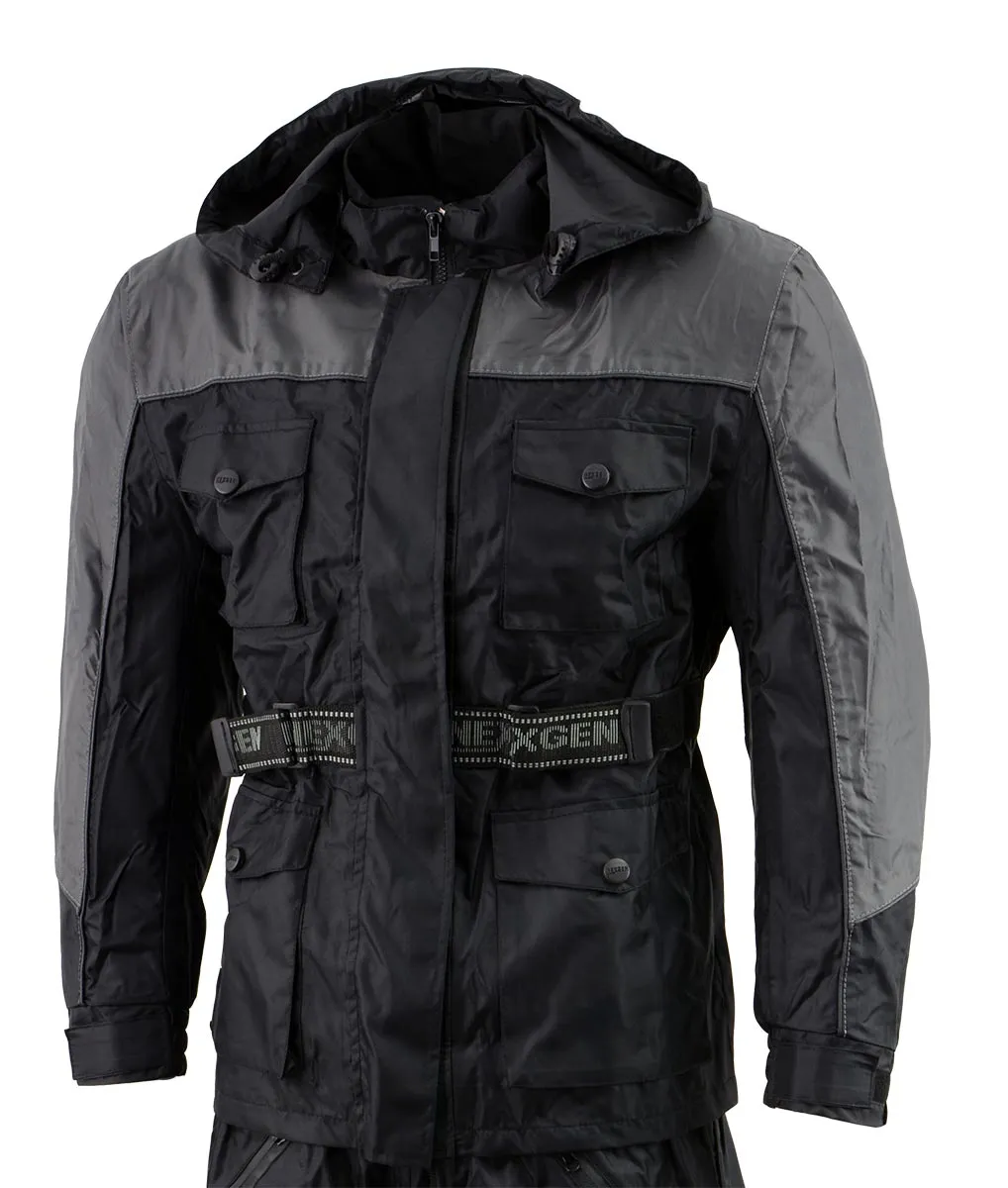 NexGen Men's SH2049 Black and Grey Hooded Water Proof Armored Rain