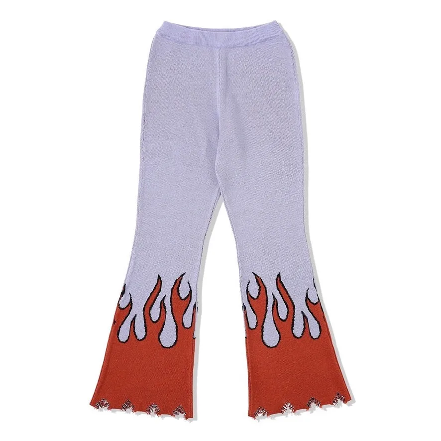 NG Fire-Pattern Flared Knit Pants