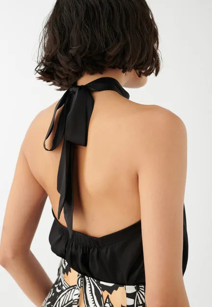 Nikki Black Silk Halterneck Top