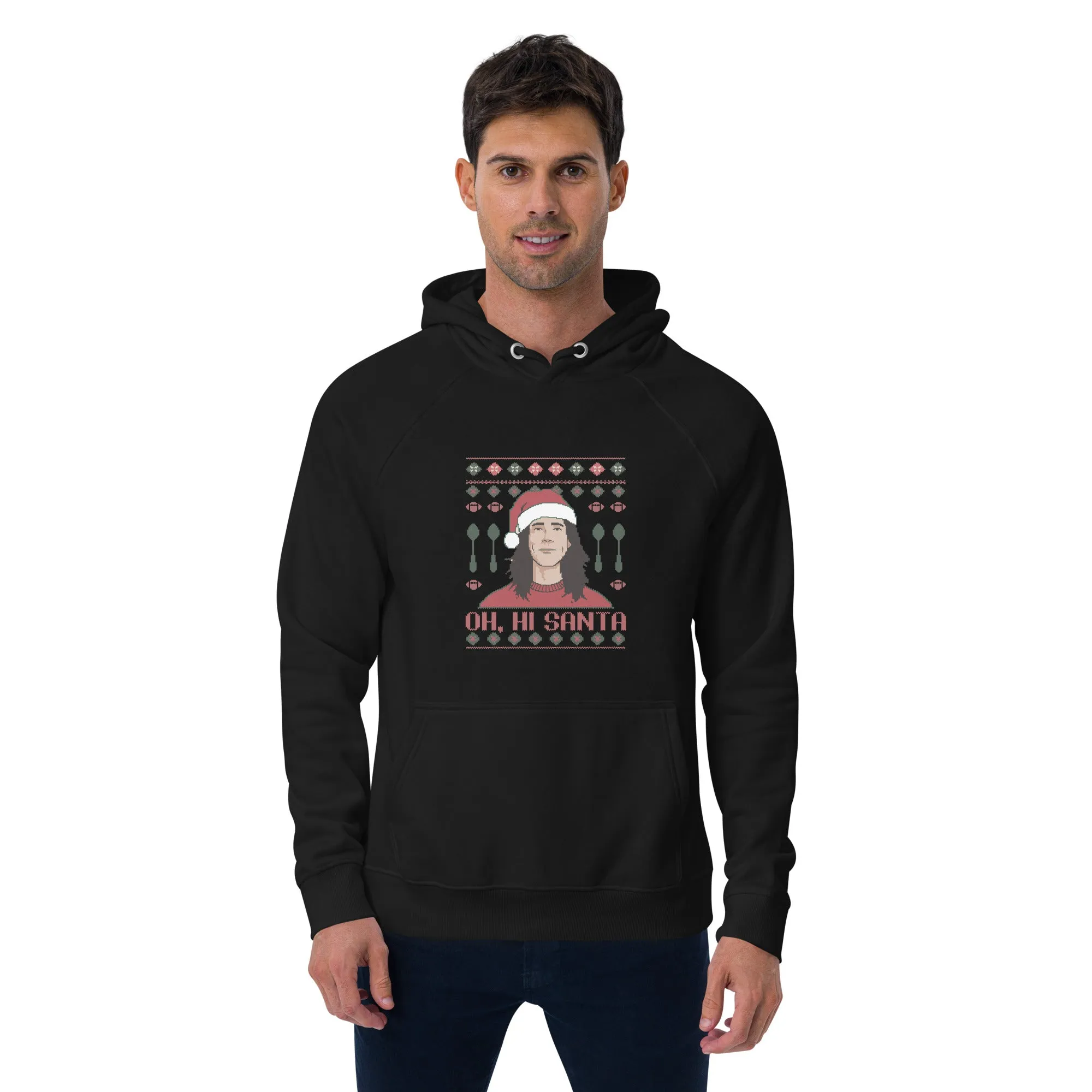 Oh Hi Santa! Graphic Men Eco Raglan Hoodie