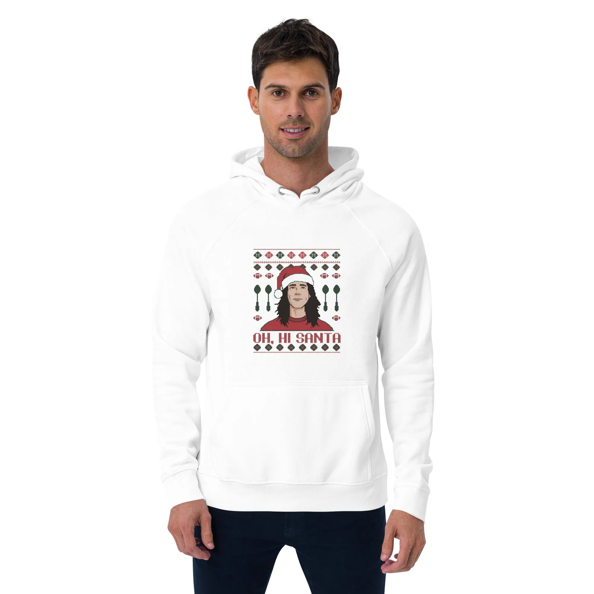 Oh Hi Santa! Graphic Men Eco Raglan Hoodie