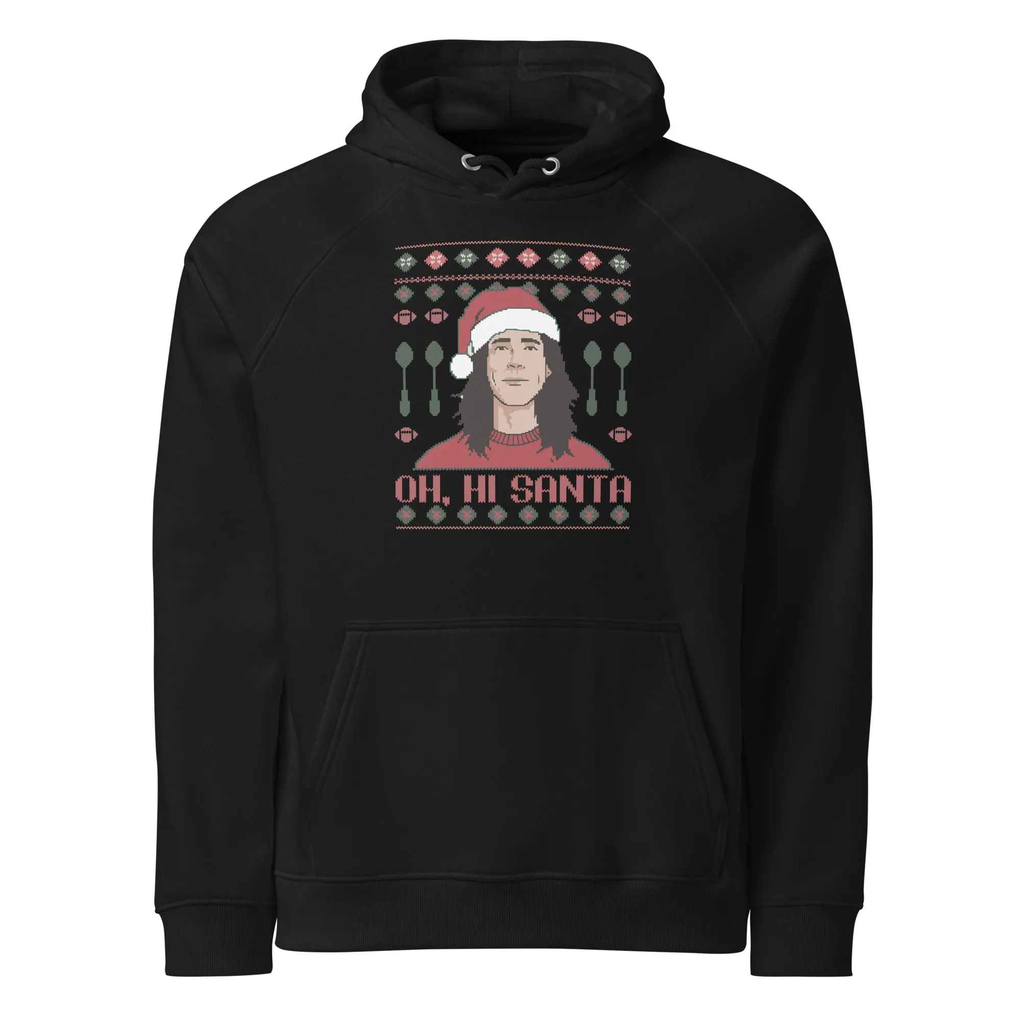 Oh Hi Santa! Graphic Men Eco Raglan Hoodie