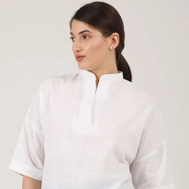 Organic Cotton White Kimono Top for Women