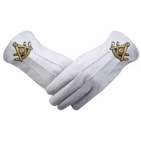 Past Master Blue Lodge California Regulation Gloves - Leather With Gold Emblem