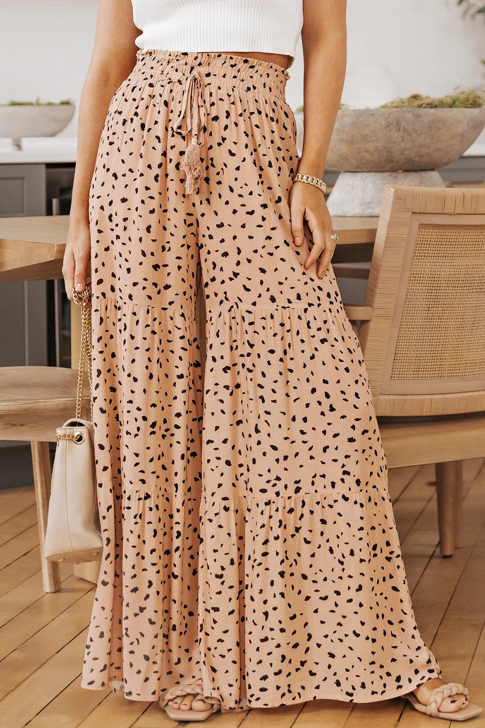 Peachy Blossom Wide Tiered 100% Viscose Culottes Pants