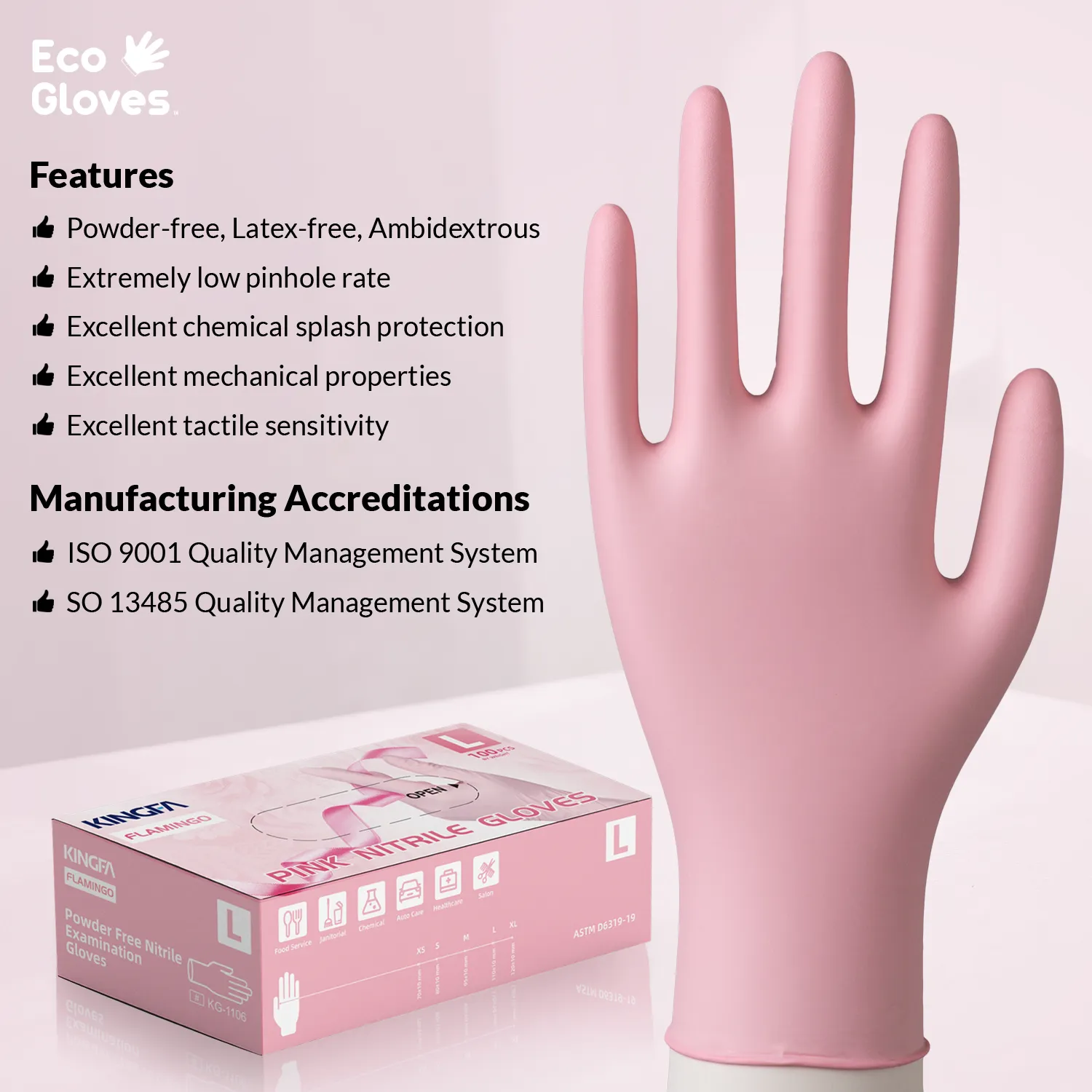 Pink Nitrile Disposable Gloves (3.5 mil) 100 Gloves/Box - 100% Recyclable