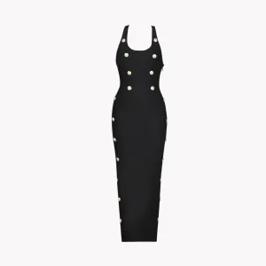 Pre Order:  Metal Button Maxi Bandage Dress