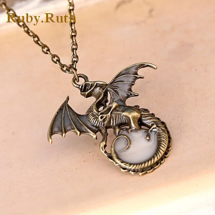 Punk Luminous Dragon Pendants & Necklaces DARK dragon amulet Sweater Chain Gift  2017