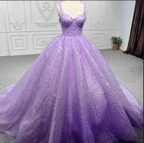 Purple Sweetheart Sequined Evening Party Dress