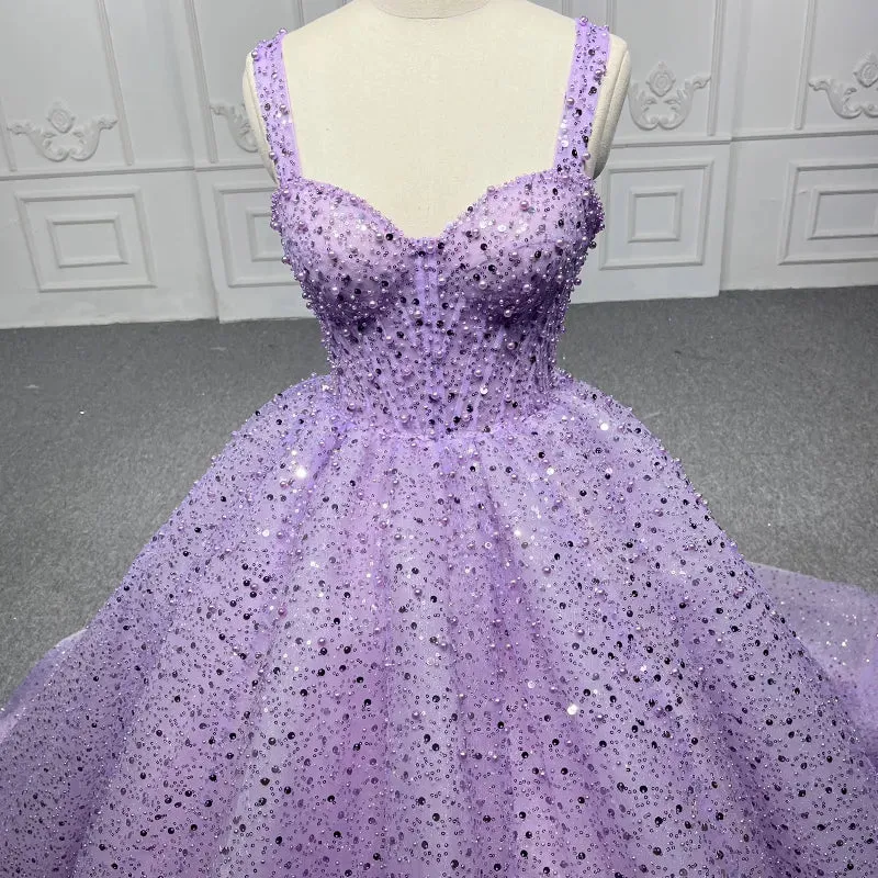 Purple Sweetheart Sequined Evening Party Dress