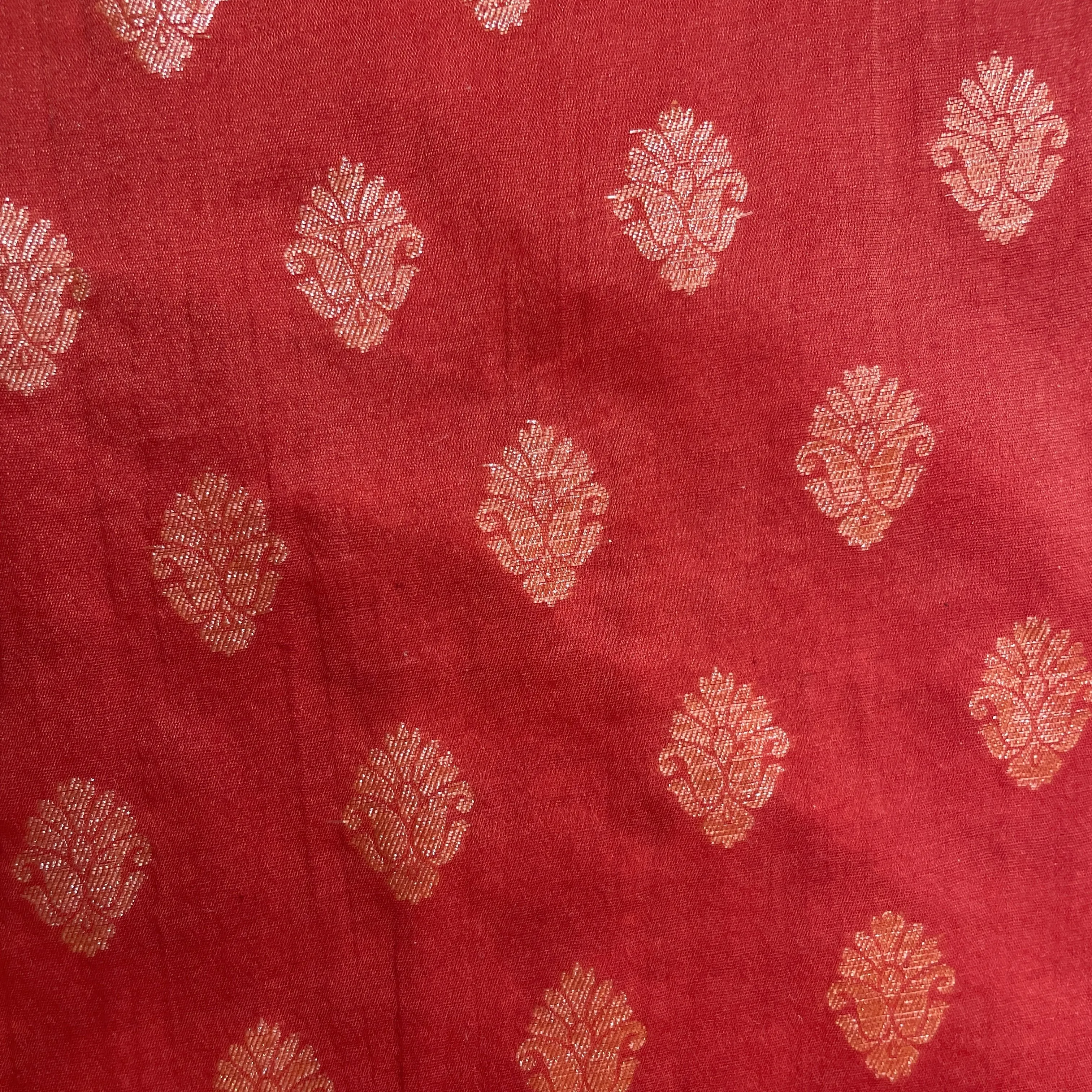 Red Geometrical Buti Jacquard Cotton Silk Patola Dyeable 18065