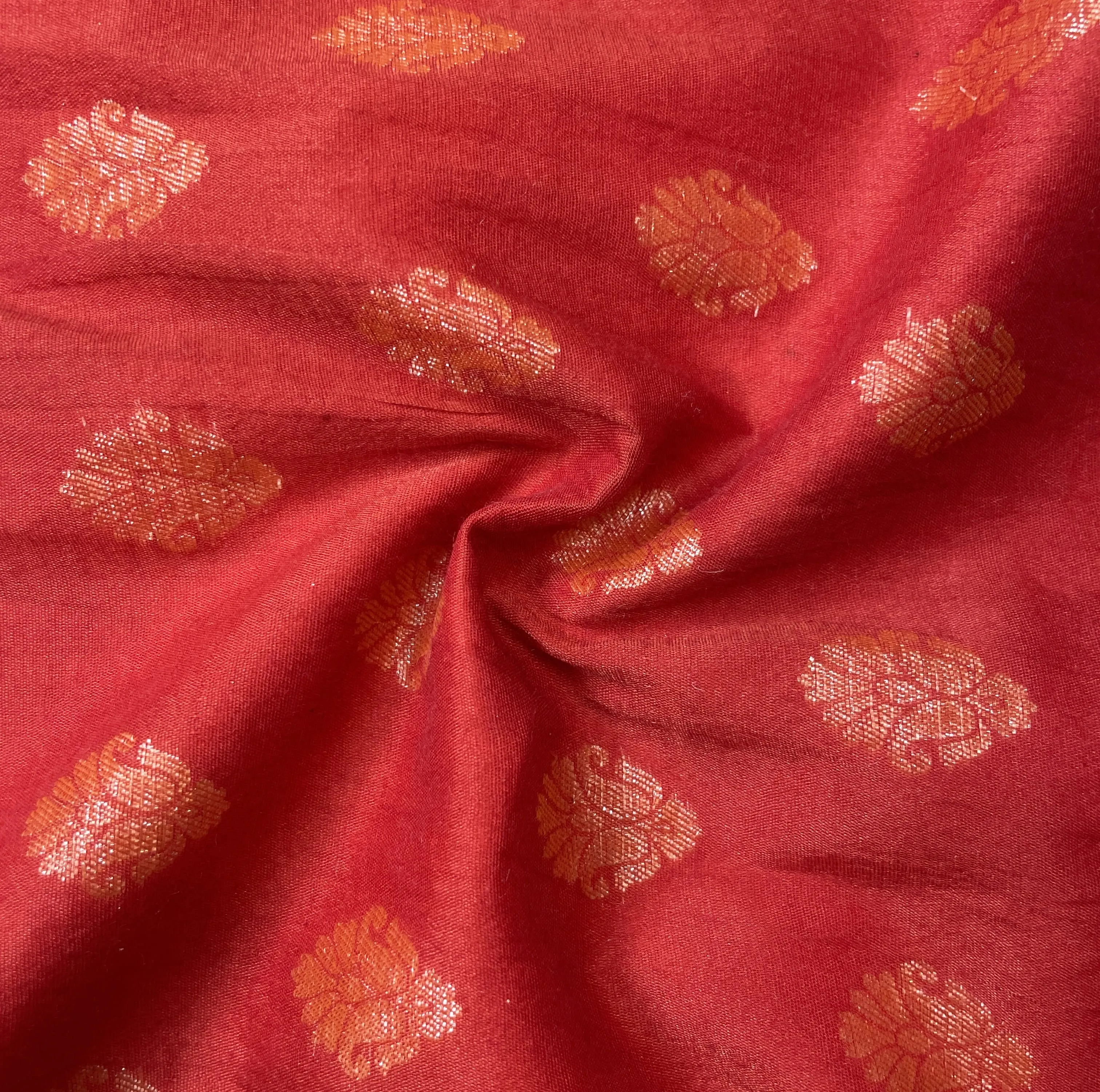 Red Geometrical Buti Jacquard Cotton Silk Patola Dyeable 18065