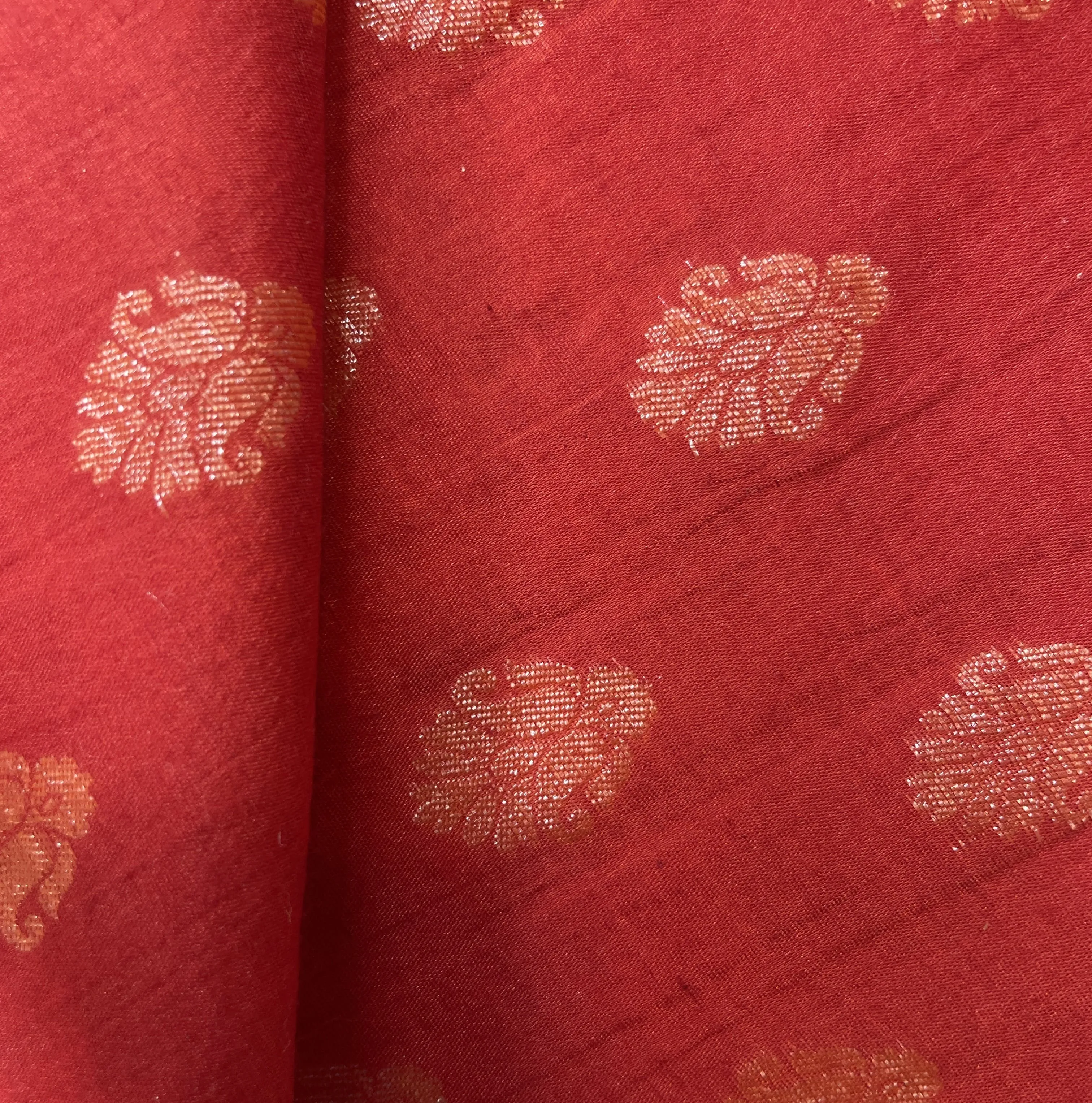 Red Geometrical Buti Jacquard Cotton Silk Patola Dyeable 18065