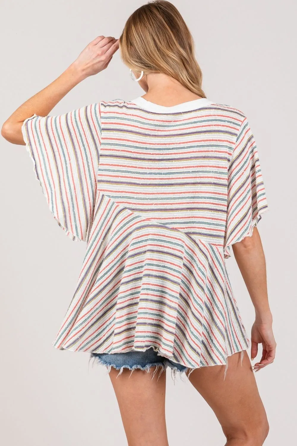 SAGE   FIG Full Size Round Neck Stripe Top