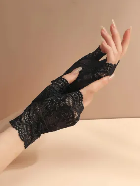 SHEIN Hollow Out Fingerless Gloves