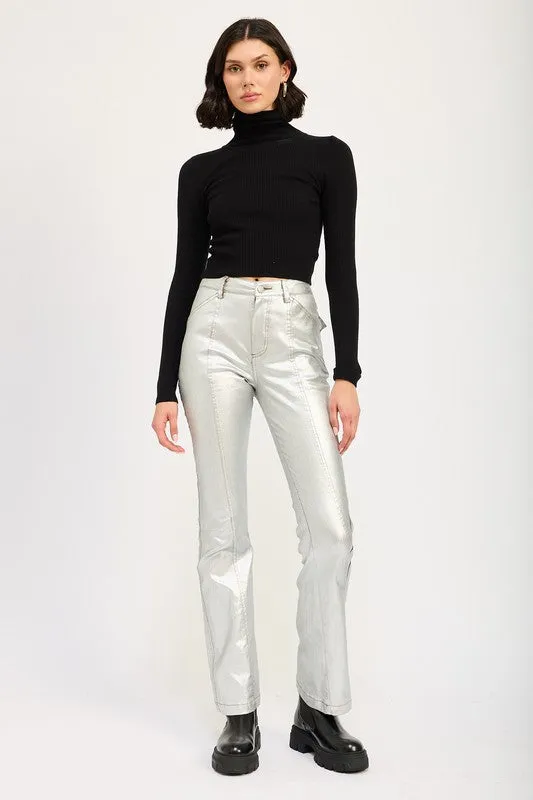 Shine On Metallic Flared Pants