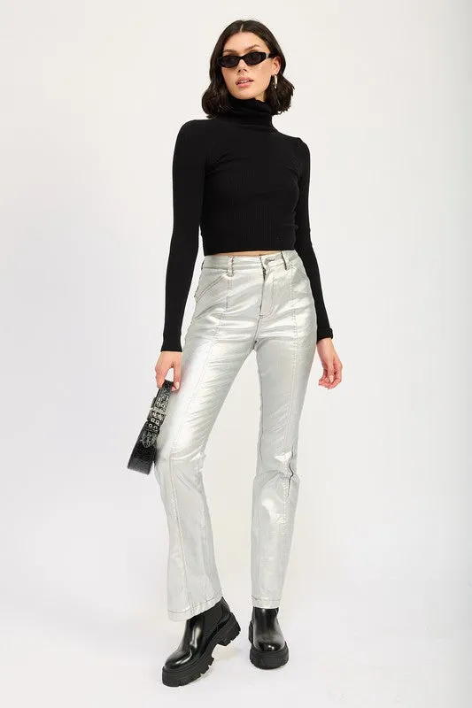 Shine On Metallic Flared Pants