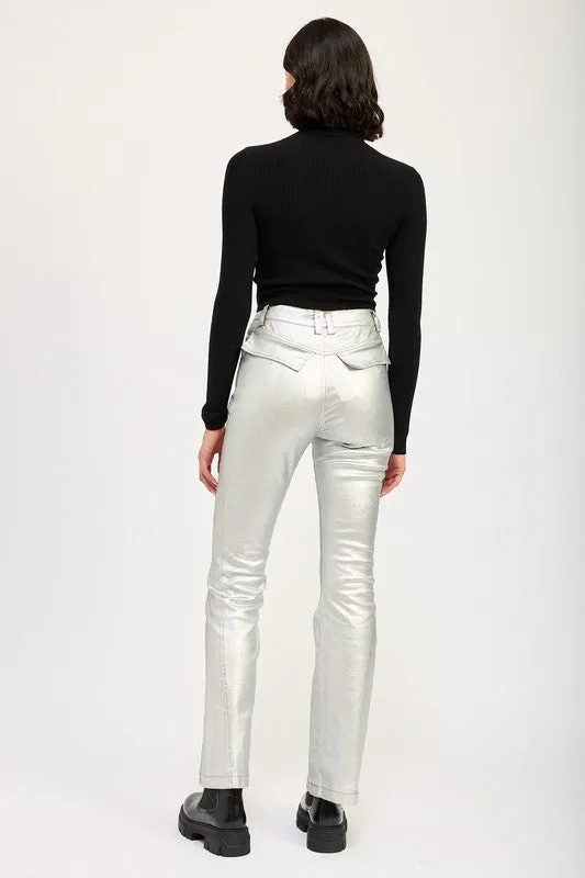 Shine On Metallic Flared Pants