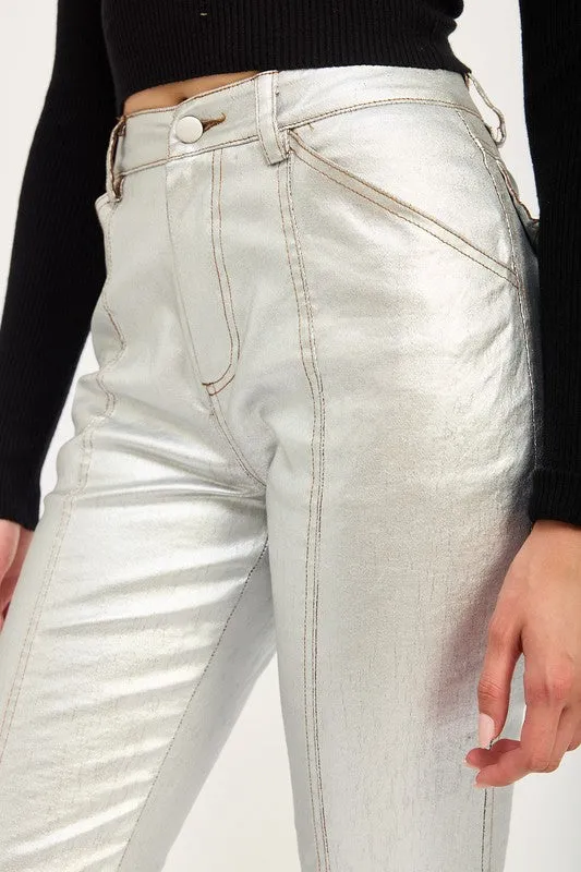 Shine On Metallic Flared Pants