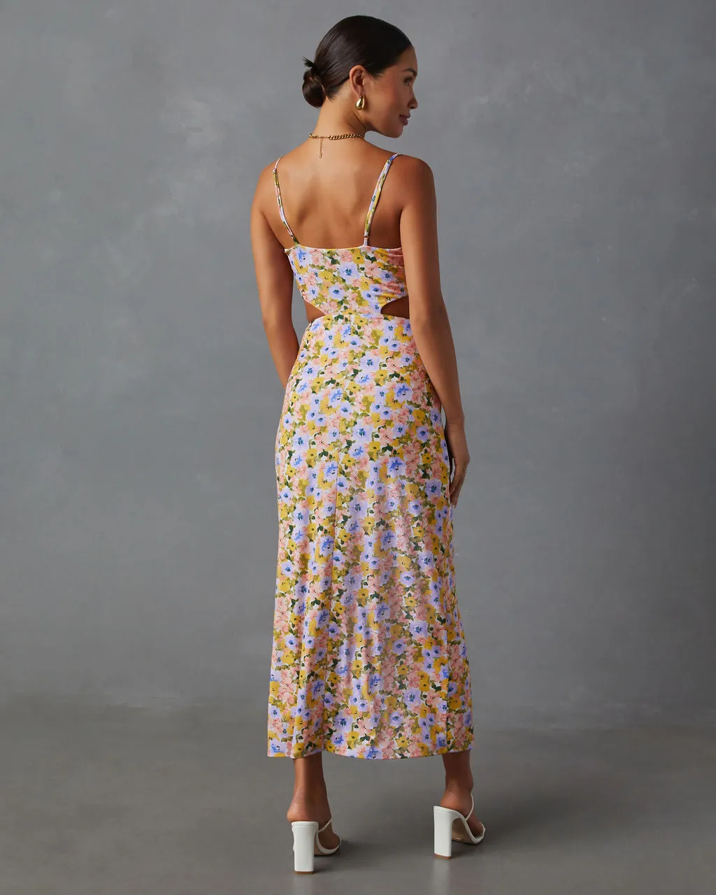 Skylar Side Cutout Floral Print Midi Dress