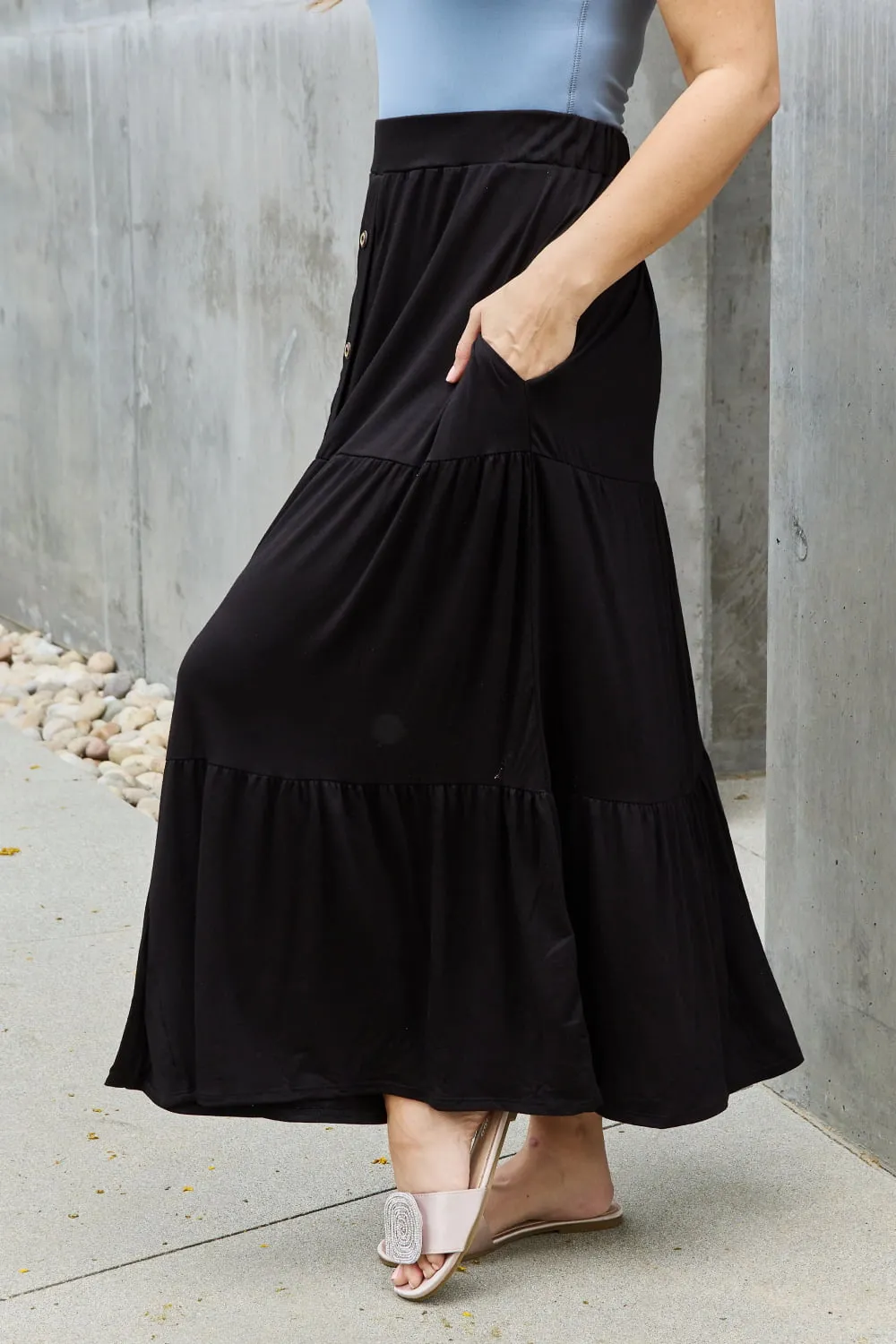 So Easy Full Size Solid Maxi Skirt