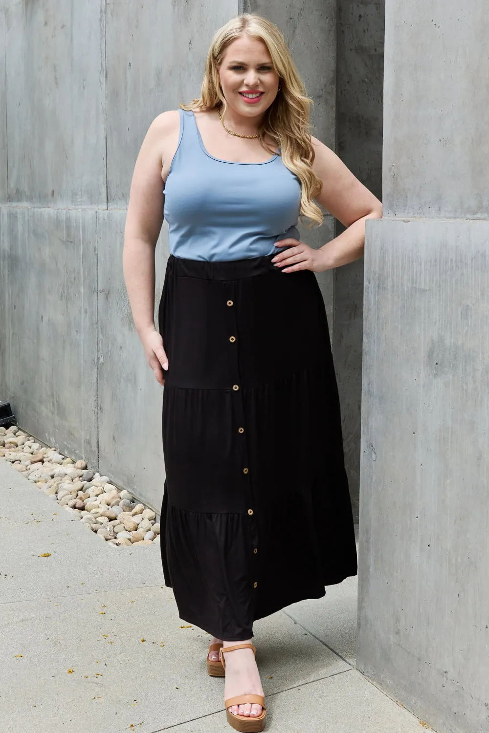 So Easy Full Size Solid Maxi Skirt