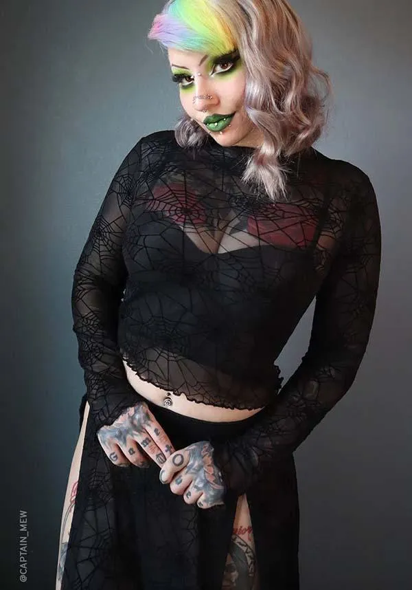 Spider Web Mesh | LONG SLEEVE CROP TOP