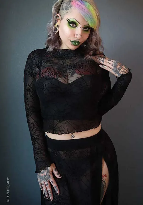 Spider Web Mesh | LONG SLEEVE CROP TOP