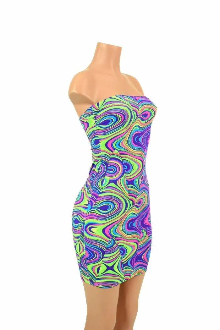 Strapless Glow Worm Print Dress