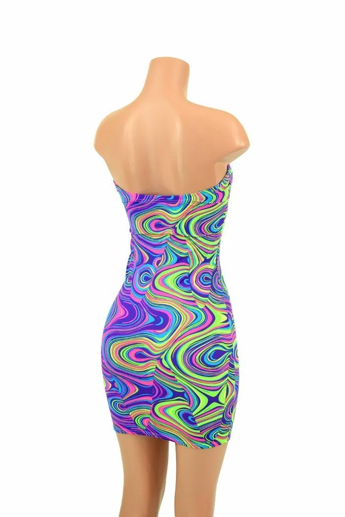 Strapless Glow Worm Print Dress