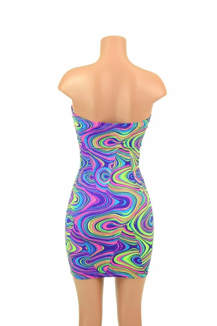 Strapless Glow Worm Print Dress