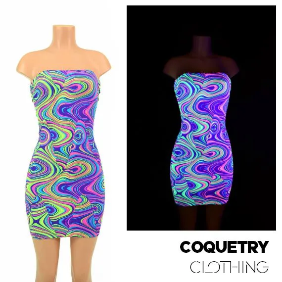 Strapless Glow Worm Print Dress